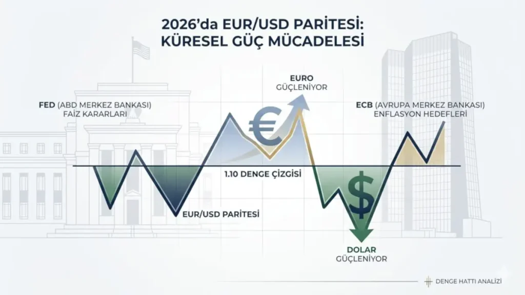 2026 EUR/USD Paritesi Analizi: FED ve Avrupa Merkez Bankası (ECB) Küresel Güç Mücadelesi Grafiği