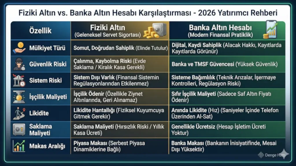 fiziki altın mı banka altını mı? karşılaştırma tablosu