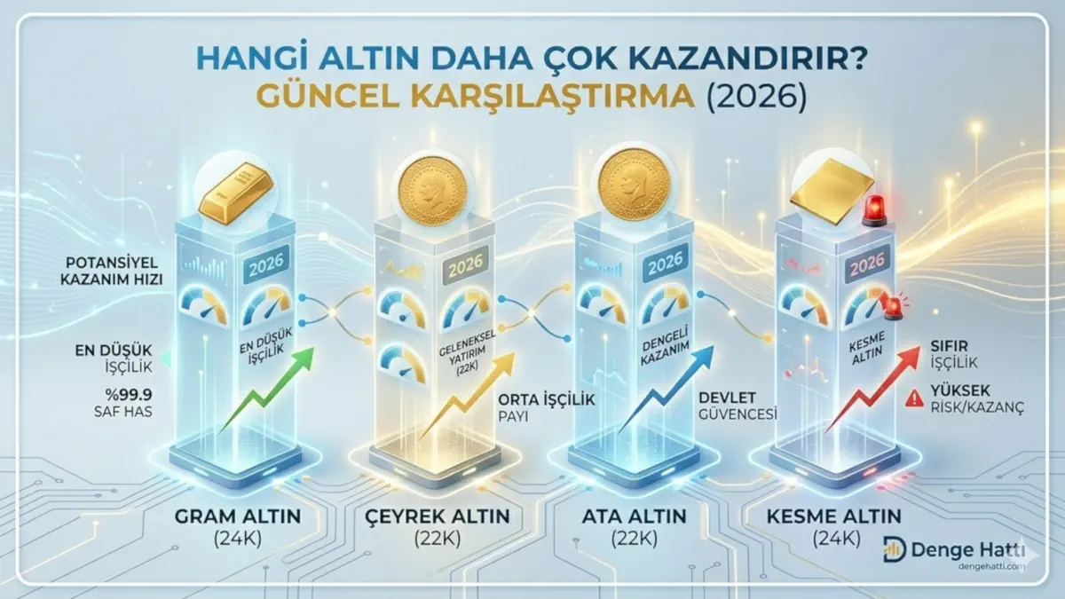 Hangi altın daha çok kazandırır? Gram, çeyrek, Ata ve kesme altın güncel karşılaştırması ve yatırım getirisi analizi (2026)