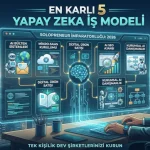 2026 yılının en karlı 5 yapay zeka iş modelleri ile sıfır sermayeli tek kişilik dev dijital şirket (solopreneur) imparatorluğu kurmayı gösteren fütüristik konsept kapak görseli.