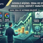Google Kişisel Zeka teknolojileri ve Stanford AI Index 2026 raporu verileri ışığında yapay zeka yatırım fırsatlarını ve yeni nesil finansal analiz araçlarını inceleyen yatırımcı konsepti.