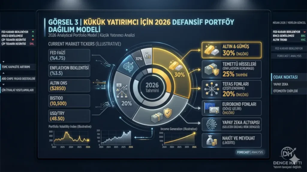 2026 Yılı küçük yatırımcılar için defansif portföy dağılım modeli ve yatırım sepeti grafiği