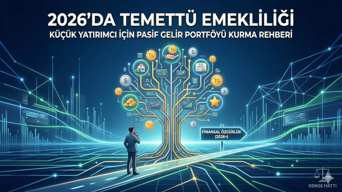 Denge Hattı'nın küçük yatırımcılar için hazırladığı; sıfırdan pasif gelir ağı kurma, kar topu etkisiyle büyüyen temettü yatırımları ve finansal özgürlük stratejilerini anlatan kapsamlı rehberinin resmi kapak görseli