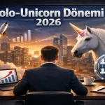 2026 Solo-Unicorn iş modeli ile tek kişilik otonom şirket yöneten girişimciyi ve yapay zeka ağlarını temsil eden kurumsal konsept görseli.